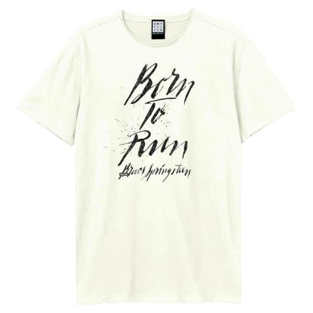 Amplified Amplified Men Born To Run Bruce Springsteen T-Shirt in White Size: 3X-Large White XXXL Male 5063806694779