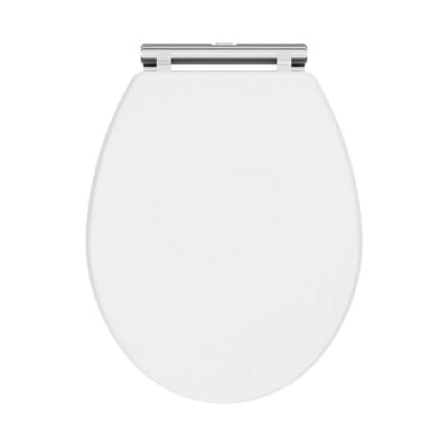 Balterley Classic Traditional Bathroom Soft Close Wooden Toilet Seat, Satin White