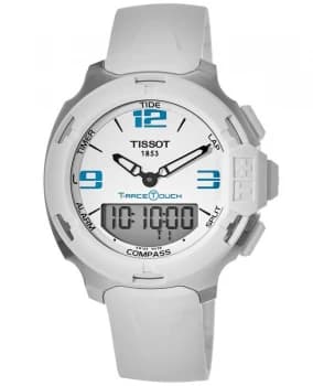Tissot T-Race Touch Analog & Digital Dial White Rubber Strap Unisex Watch T081.420.17.017.01 T081.420.17.017.01