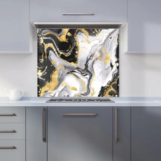 Warren Reed Designer White And Black Marble Effect Kitchen Splashback