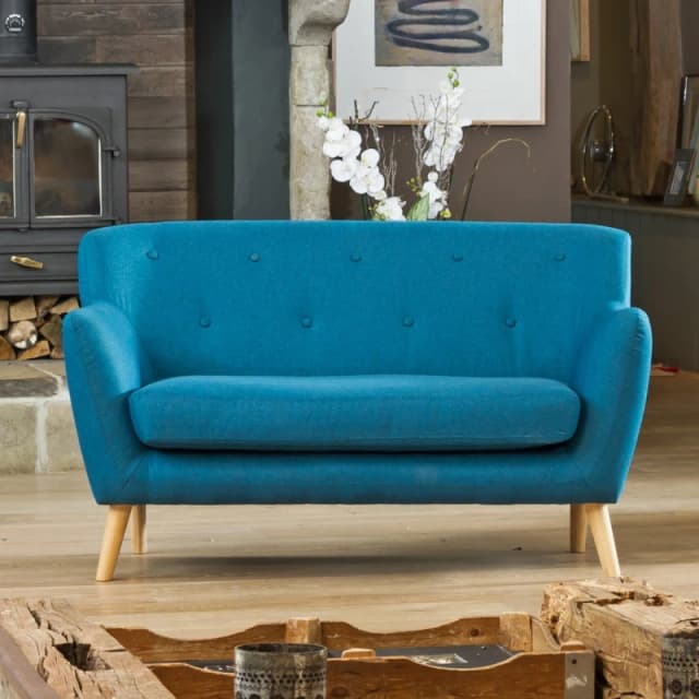 Artemis Home Lynwood 137cm Wide Scandi Style Hessian Fabric 2 Seat Sofa Teal