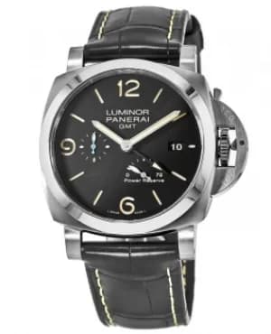 Panerai Luminor GMT Black Dial Black Leather Strap Mens Watch PAM01321 PAM01321