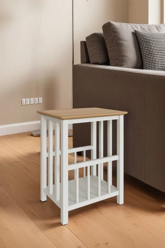 FWStyle FWStyle Oak Magazine Table Painted Linen Finish in White White One Size Unisex 5056413124784