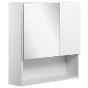 kleankin Bathroom Mirror Cabinet, Wall Mount Storage Cabinet with Double Door, Adjustable Shelf, 54cm x 15cm x 55cm, White