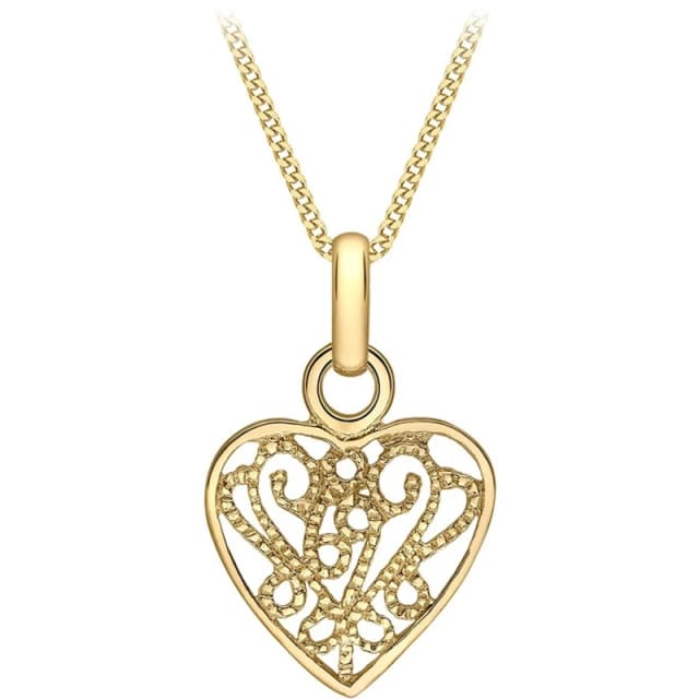 Be You 9ct Gold Milgrain Heart Necklace Gold female 18inch