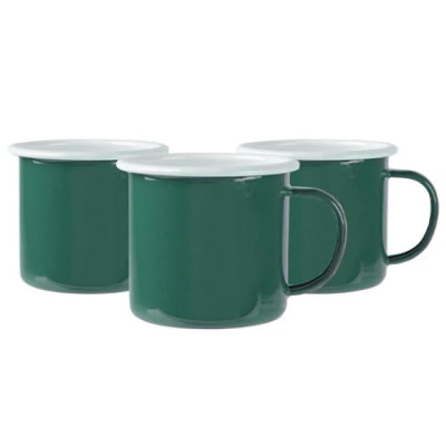 Argon Tableware Coloured Enamel Mugs - 375Ml - Green - Pack Of 6
