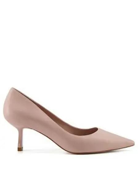 Dune London Anastasia Leather Mid Heel Court Shoes - Blush, Light Pink, Size 4, Women Light Pink VYPVO Female 4