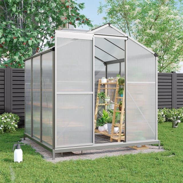 Breeins Outdoor 6x6fts Aluminium Greenhouse with Vent - White White L