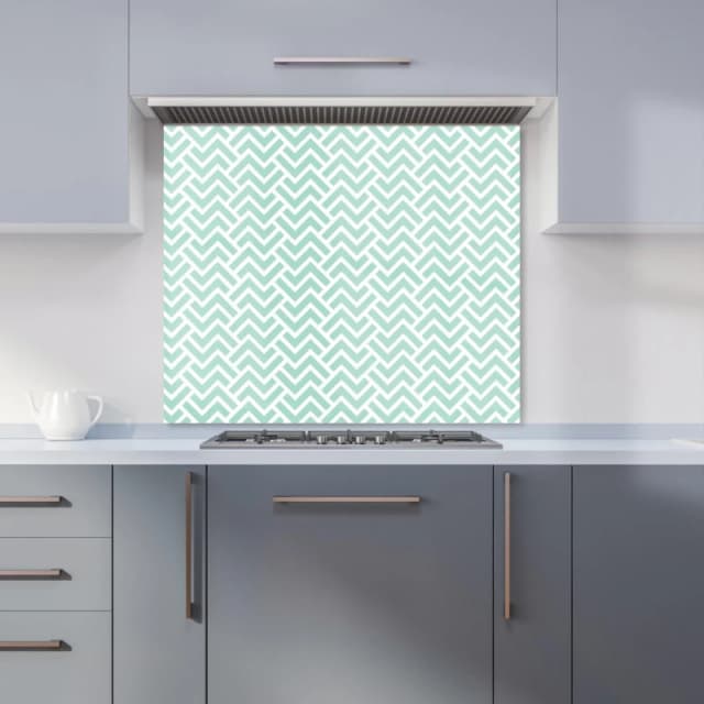 Warren Reed - Designer Green Geometric Pattern Kitchen Splashback Size: 700mm x 650mm Green Unisex 700mm x 650mm