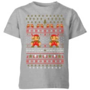 Nintendo Super Mario Mario Ho Ho Ho Its A Me Christmas Kid's T-Shirt - Grey - 11-12 Years