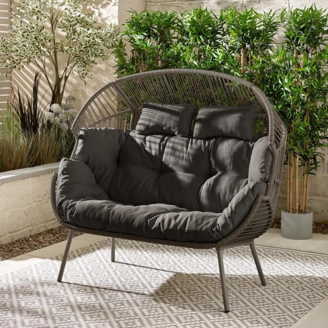 FurnitureboxUK FurnitureboxUK Egg Outdoor Garden Double Chair in Grey Grey One Size Unisex 5056784305232