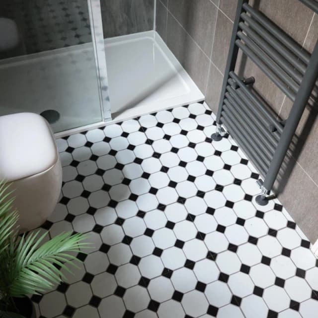 Floor Pops Self Adhesive Vinyl Floor Tiles Hudson White & Black unisex 1.86 SQM