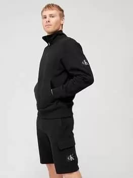 Calvin Klein Jeans Badge Half Zip Sweat Top - Black Size M Men