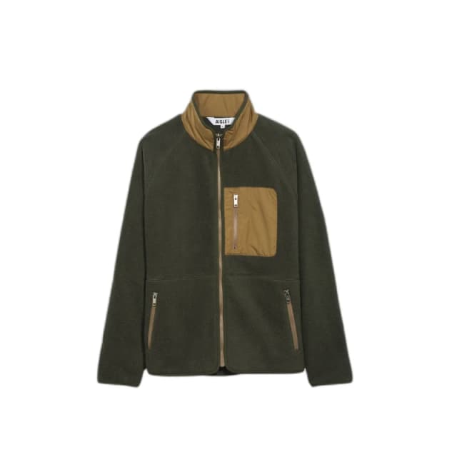 Aigle Sherpa Zip-Up Fleece Khaki Men M