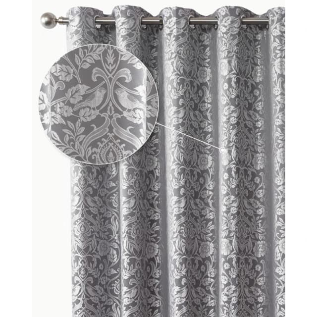 Emma Barclay Lined Jacquard Curtains Eyelet Eden Silver unisex 229x229cm