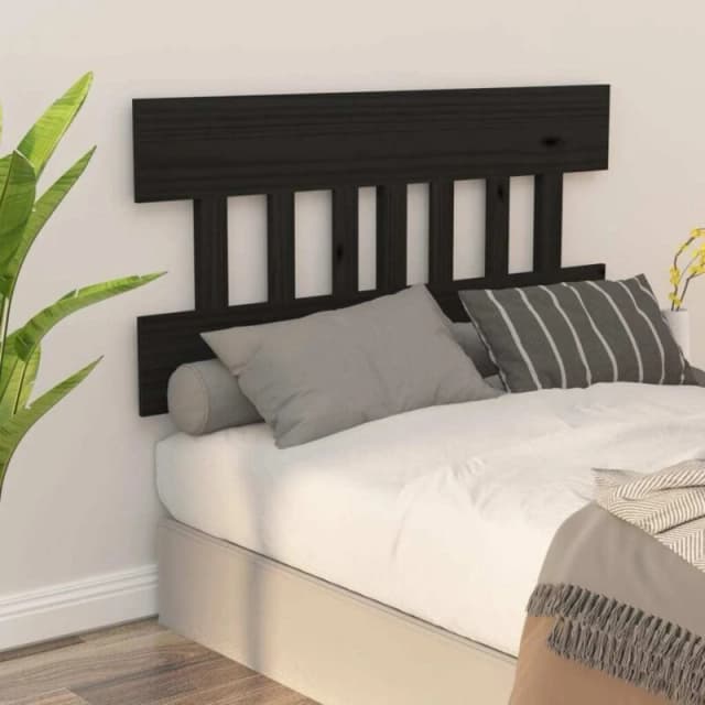 Vidaxl Bed Headboard Black 183.5X3X81cm Solid Wood Pine, Black 819139