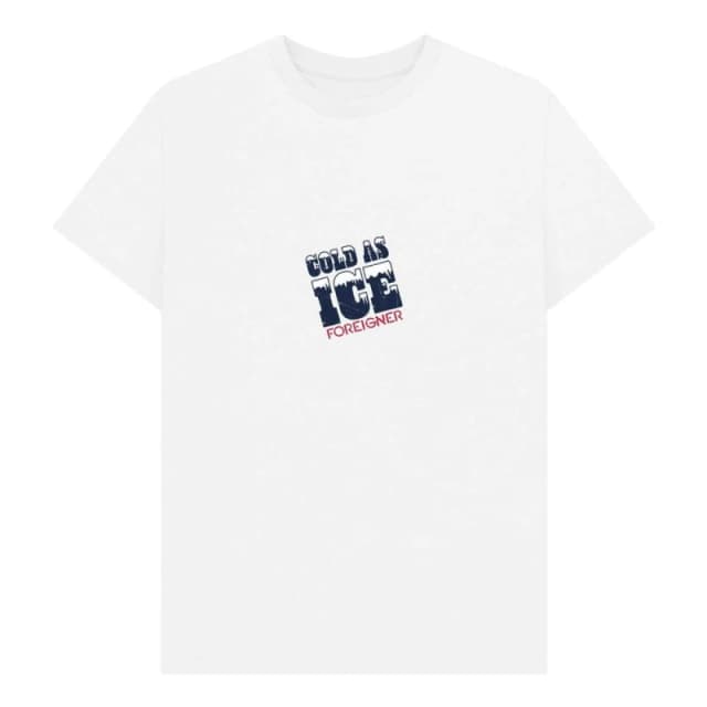 Foreigner Mens Cold As Ice T-Shirt in White Size: Small White Male S