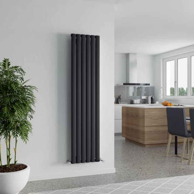 Agadon Berlin Designer Aluminium Radiator in Dark Grey Size: 1800mm x 345mm Dark Grey Unisex 1800mm x 345mm
