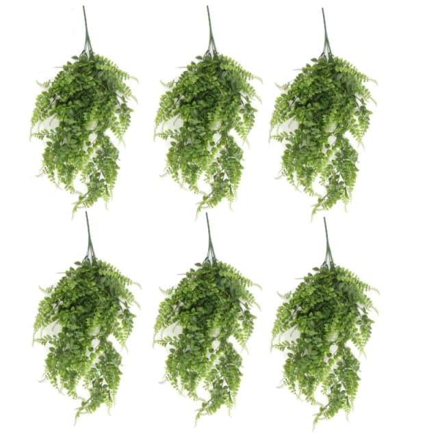 N/A Pack of 6 x Hanging UV and Fire Resistant Artificial Green Pothos Plant 85cm