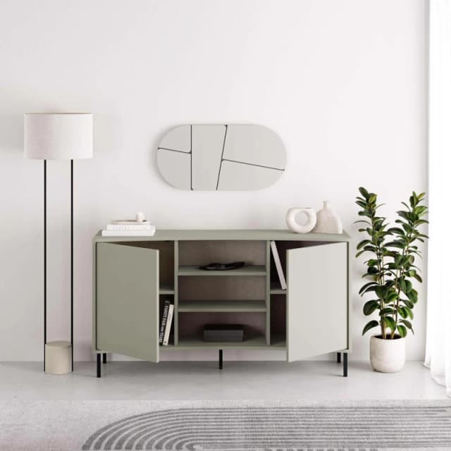 FWStyle FWStyle Ash Green Large 2 Door Curved Modern Sideboard Green One Size Unisex 5056413131478