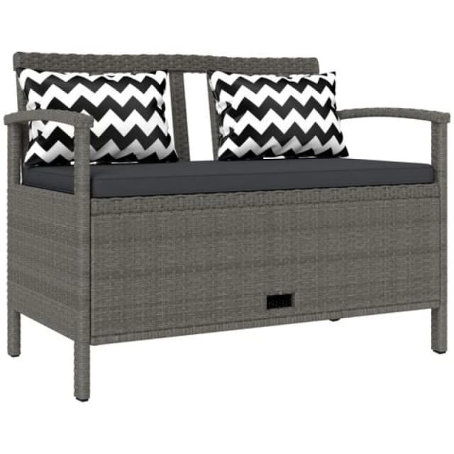 Outsunny 160L Rattan Garden Storage Bench, Cushioned Outdoor Bench, Grey Grey