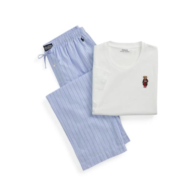 Polo Ralph Lauren Mens Bear Long Sleeve Pyjama Set Stripe Bear male XL