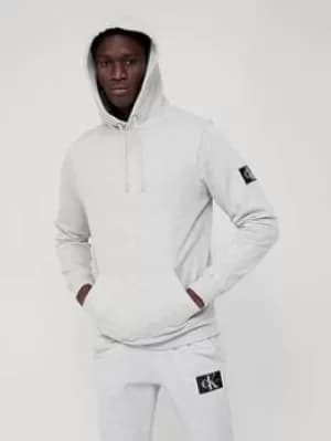 Calvin Klein Jeans Calvin Klein Jeans Monogram Sleeve Badge Overhead Hoodie, Light Grey Heather, Size L, Men
