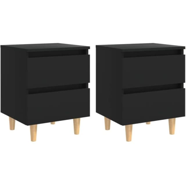 VIDAXL Bed Cabinets with Solid Pinewood Legs 2 pcs Black 40x35x50cm Vidaxl 8720286356630