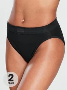 Sloggi 2 Pack Double Comfort Tai Briefs, Black, Size 10, Women