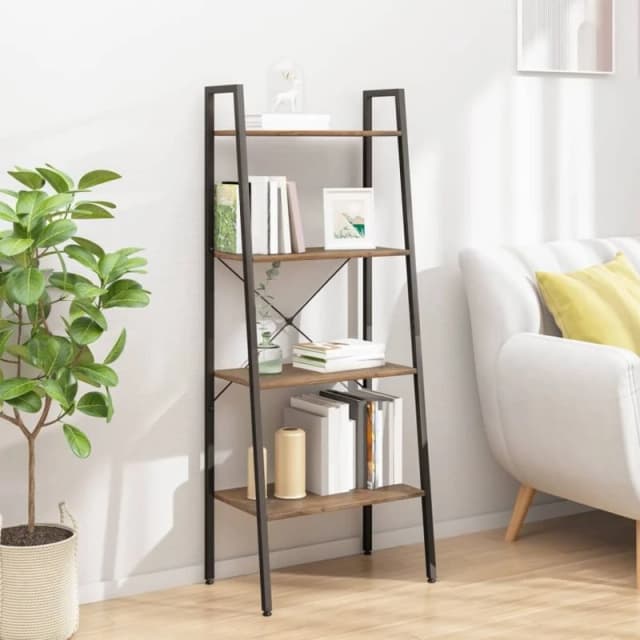 Vidaxl 4-tier Standing Shelf Dark Brown And Black 56X35X140 Cm, Brown 336365