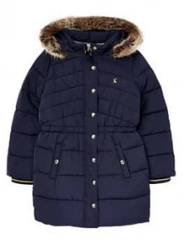Joules Girls Hartwell Long Padded Coat - Navy