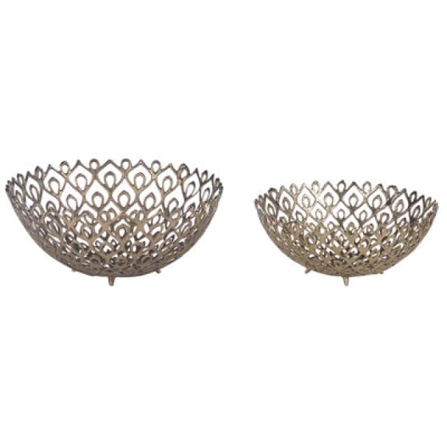 Beliani Set Of 2 Bowls Grogol Metal Gold