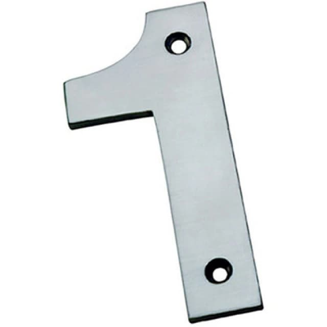 Loops 100mm Front Door Numerals '1' 74mm Fixing Centres Satin Stainless Steel Metallics