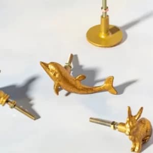 Gold Dolphin Drawer Knob (Set of 2)