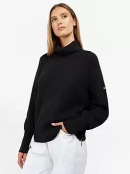 Barbour International Claremont Wool Blend Roll Neck Jumper - Black, Size 18, Women