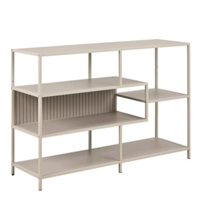 Furniture To Go Seaford Wide Grey Steel Bookcase With 4 Grey Melamine Shelves