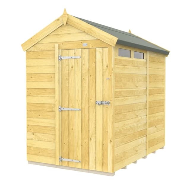 Buttercup Farm 5 x 7 Feet Apex Security Shed - Single Door - L214 x W147 x H217cm in Brown Brown Unisex