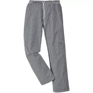 Portwest - C079 - Black Check Sz L Regular Bromley Chefs Trousers Checked - Black Check