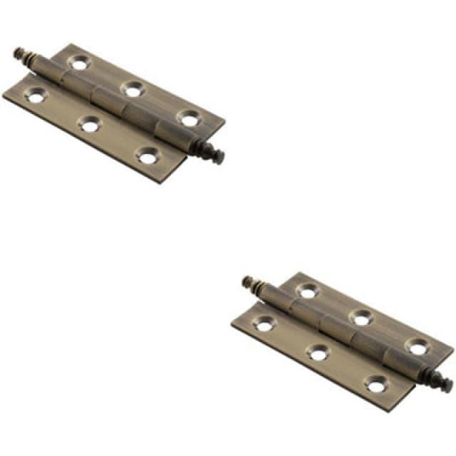 Loops 2x PAIR 64 x 35 x 2mm Finial Cabinet Hinge Antique Brass Decorative Cupboard Metallics
