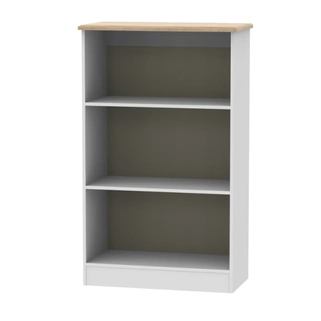 Ready Assembled 2 U Albert Bookcase in White Ash & Oak (Ready Assembled) Light Grey