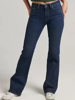 Superdry Vintage Mid Rise Slim Flare - Blue Size 26, Inside Leg 32, Women