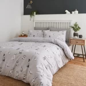 Catherine Lansfield Delightful Dogs Duvet Cover and Pillowcase Set Grey