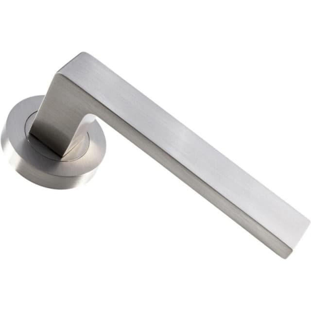 Loops PAIR Straight Square Handle on Round Rose Concealed Fix Satin Nickel Metallics