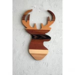 Wood Deer Brown Decorative Wooden Wall Accessory