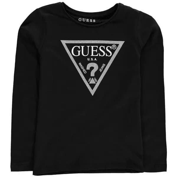 Guess Sleeve Logo T Shirt - Black 9 - 10 Years