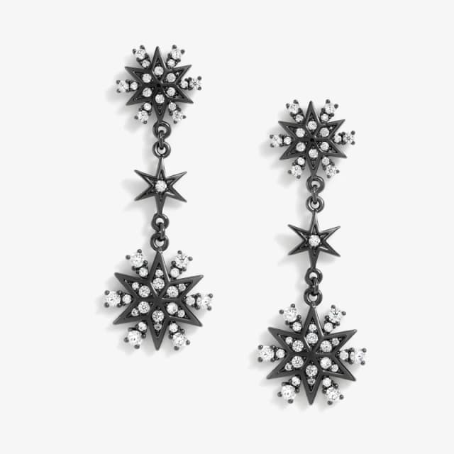Jon Richard Hematitie Plated Celestial Earrings Black