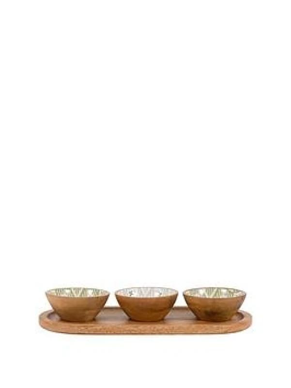 Crossland Grove Athena Wooden Nibble Bowls Set of 3, Brown 5.06109E+12