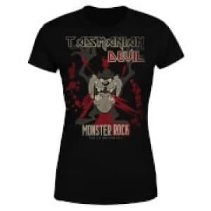 Looney Tunes Tasmanian Devil Monster Rock Womens T-Shirt - Black