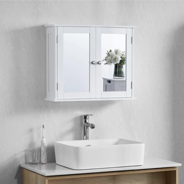 Lassic Bath Vida Priano 2 Door Mirrored Wall Cabinet White unisex 2 Door