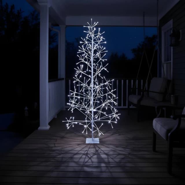 Shatchi Christmas Pre-Lit White Twig Tree Cool LED Lights Metal Frame Decoration Size: 6ft White Unisex 6ft